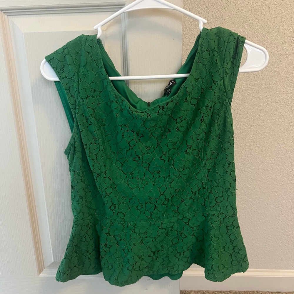 Express Green Peplum Blouse